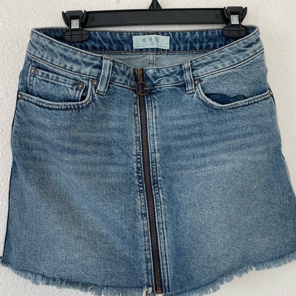 We the free Free people denim zip up skirt